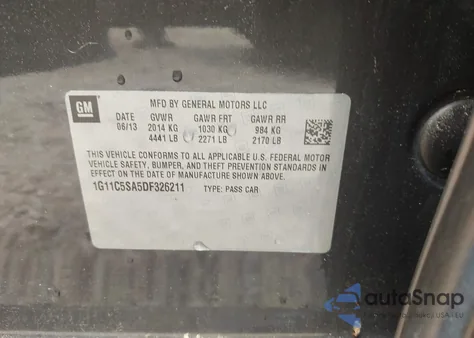 2013 Chevrolet Malibu 1Lt from USA, damaged, VIN 1G11C5SA5DF326211